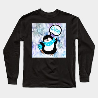 Funny Penguin Dancing Chill’N Gift Snowflake Cute Winter Gifts Long Sleeve T-Shirt